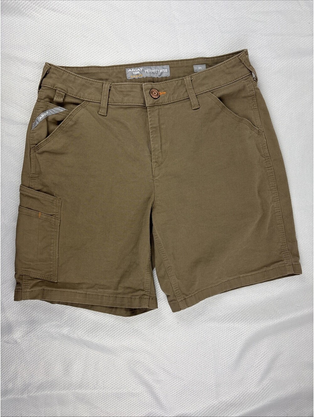 Ariat Women's Rebar Perfect Rise Made Tough Shorts Field #B Khaki Brown Size 29
